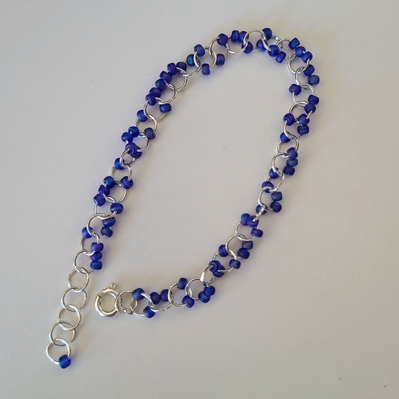 OOAK Delicate Blue Bead Bracelet - Picture 6 of 9